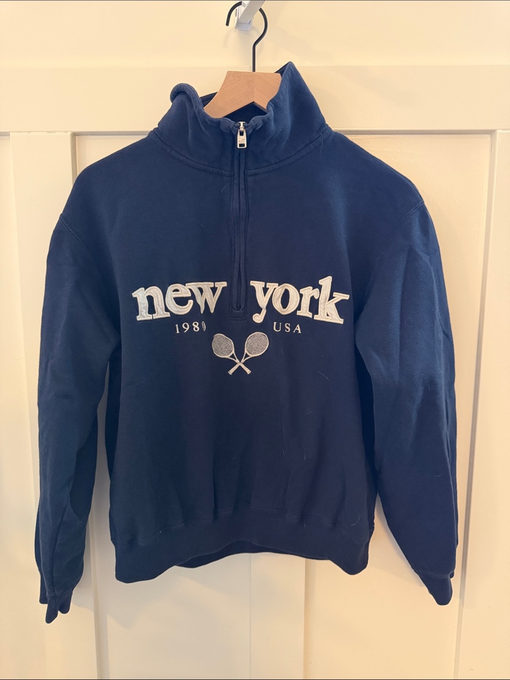 Hollister Navy Fleece Quarter Zip Pullover